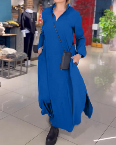 MODESSO® | Luźna długa sukienka z rozcięciem po boku