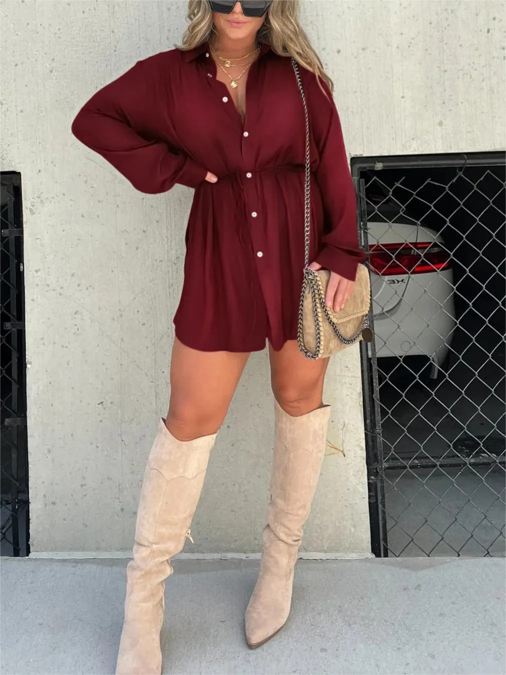 MODESSO® | Modna satynowa sukienka typu romper