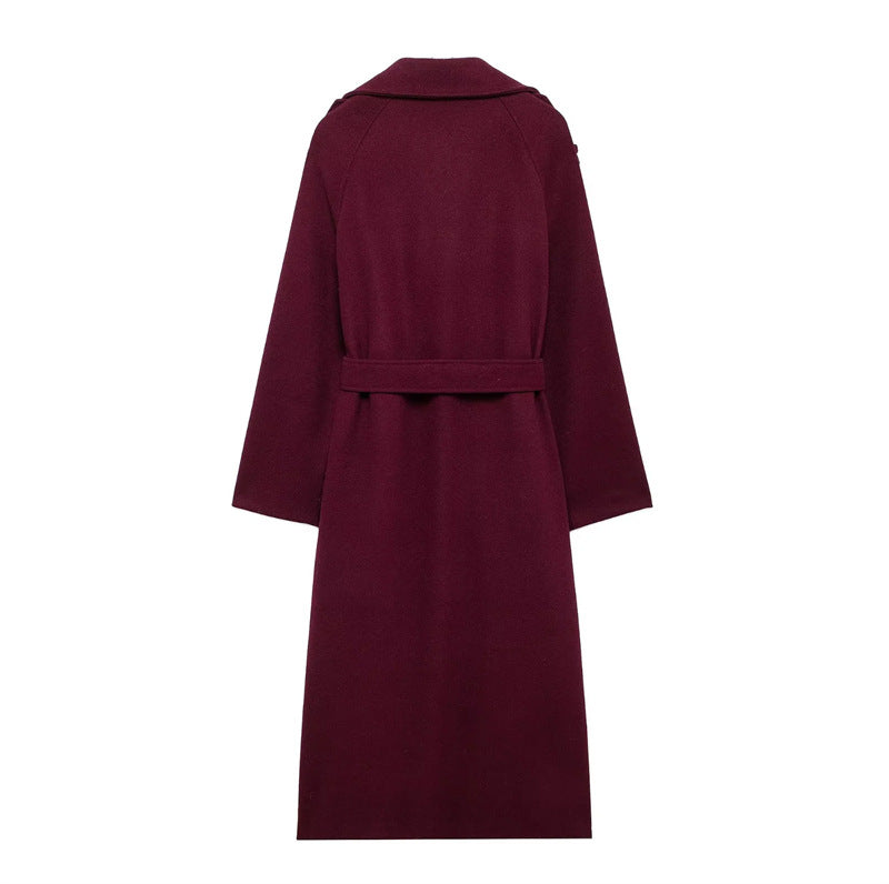 MODESSO® | Elegancki Bordowy Płaszcz
