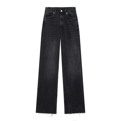 MODESSO® | Czarne jeansy damskie z szerokimi nogawkami