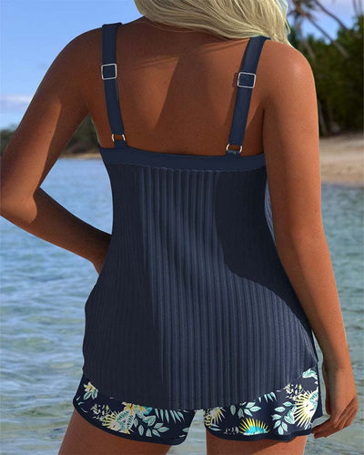 MODESSO® | Tankini w paski z dwuczęściowymi spodenkami plażowymi
